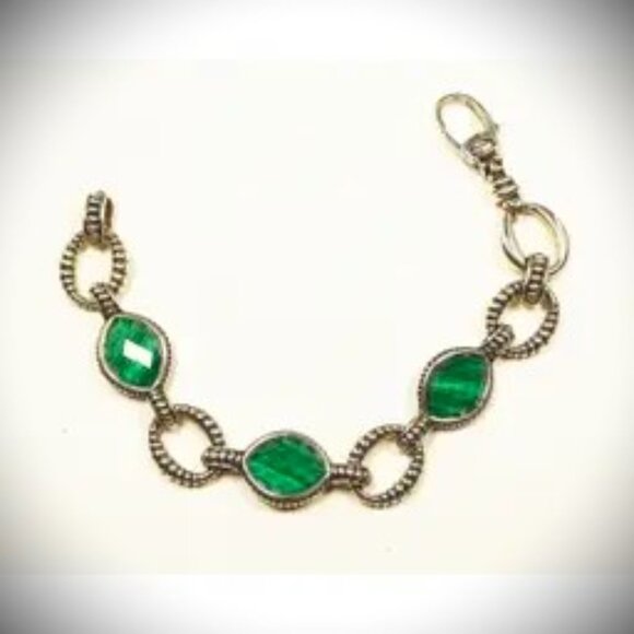 LAGOS Venus Sterling Silver Malachite Faceted Doublet Statioins Bracelet - Picture 7 of 8